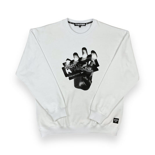 PRINTED CREWNECK LOOSE UNBRUSHED CRUE WHITE