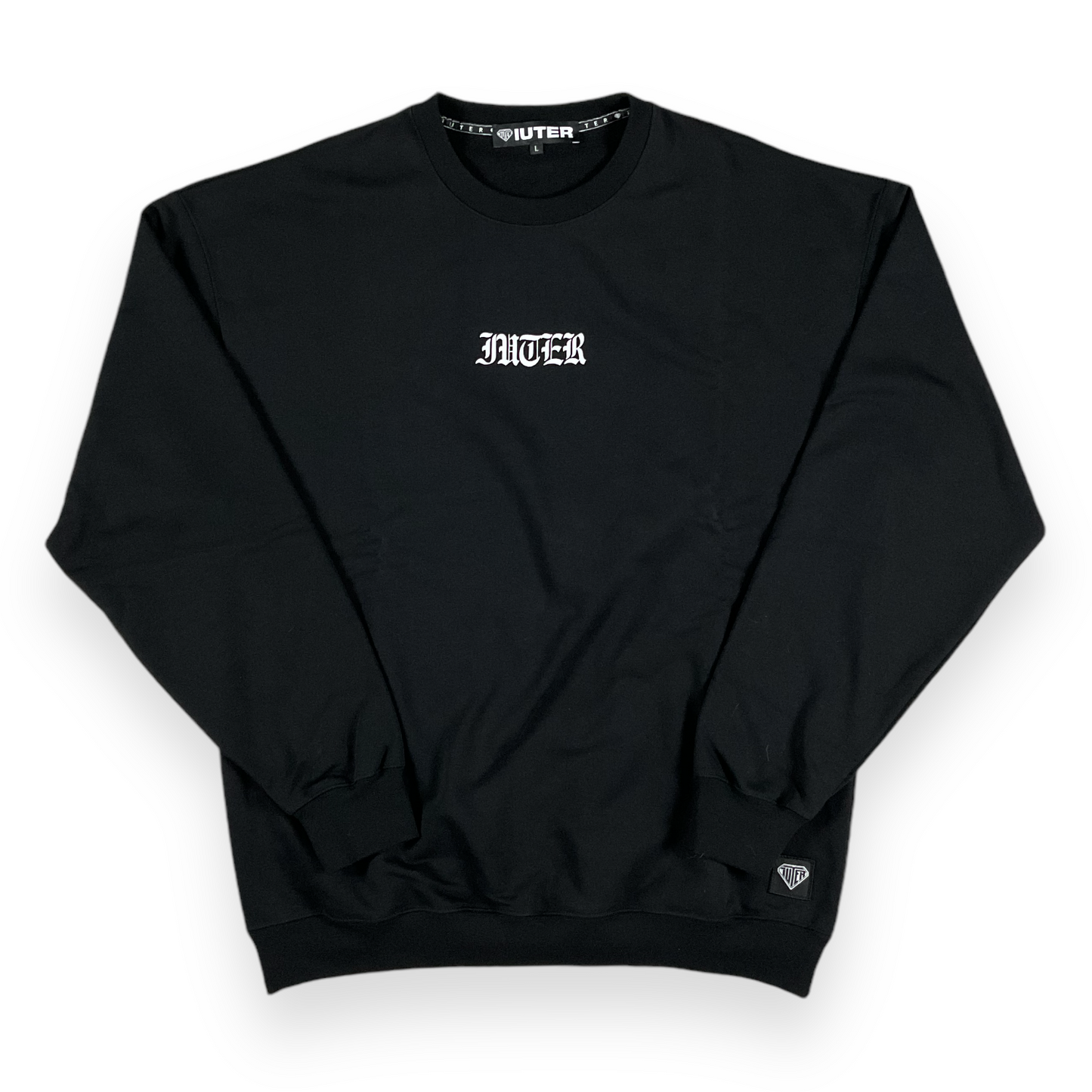 PRINTED CREWNECK LOOSE UNBRUSHED GOTHIC BLACK