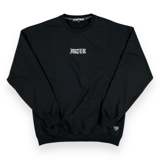 PRINTED CREWNECK LOOSE UNBRUSHED GOTHIC BLACK