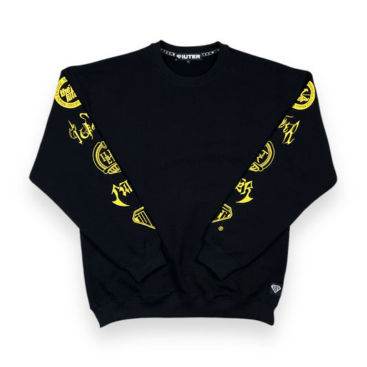 PRINTED CREWNECK LOOSE UNBRUSHED NEWORDER BLACK