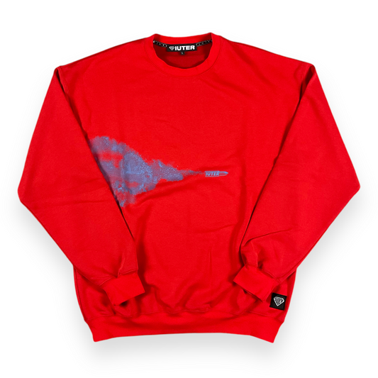 PRINTED CREWNECK LOOSE UNBRUSHED BULLET ROSSO