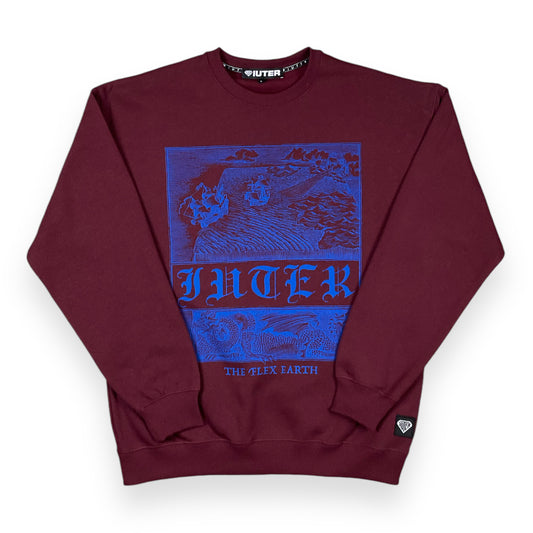PRINTED CREWNECK LOOSE FLATLAND BURGUNDY