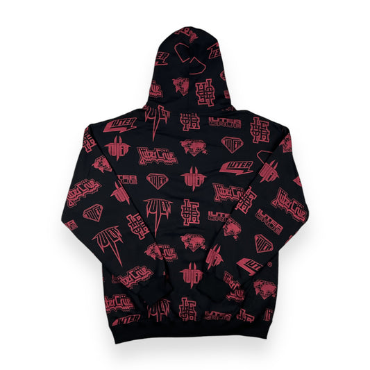 ALLOVER HOODIE LOOSE HORNSBORDEAUX BLACK