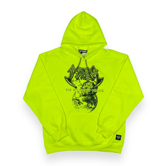 PRINTED HOODIE REGULAR STEEL YELLOWFLUO