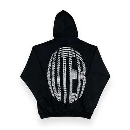 PRINTED HOODIE LOOSE UNBRUSHED LCD BLACK