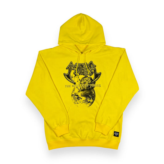 PRINTED HOODIE LOOSE UNBRUSHED STEEL YELLOW