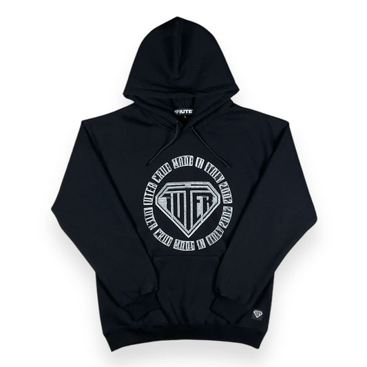 PRINTED HOODIE LOOSE JEWEL BLACK