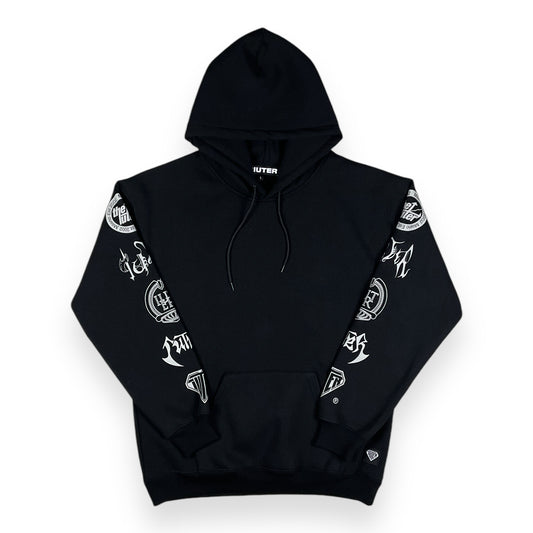 PRINTED HOODIE LOOSE NEWORDER BLACK