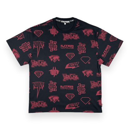 ALLOVER T-SHIRT LOOSE HORNSBORDEAUX BLACK IUTER €18.0
