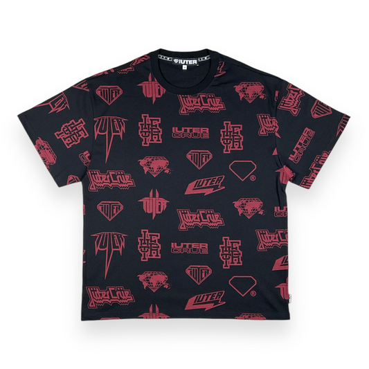 ALLOVER T-SHIRT LOOSE HORNSBORDEAUX BLACK IUTER €18.0