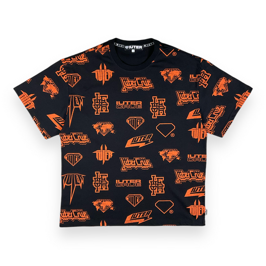 ALLOVER T-SHIRT LOOSE HORNSORANGE BLACK IUTER €18.0