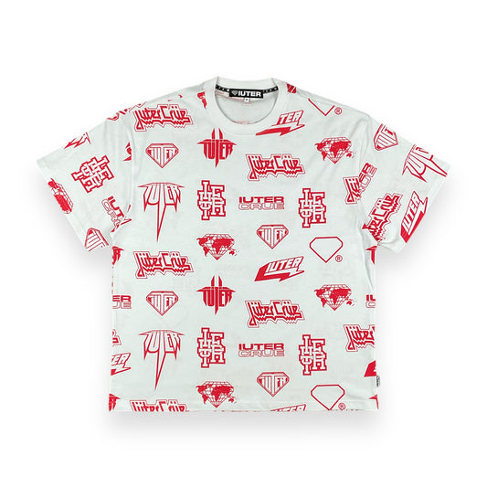 ALLOVER T-SHIRT LOOSE HORNSRED WHITE