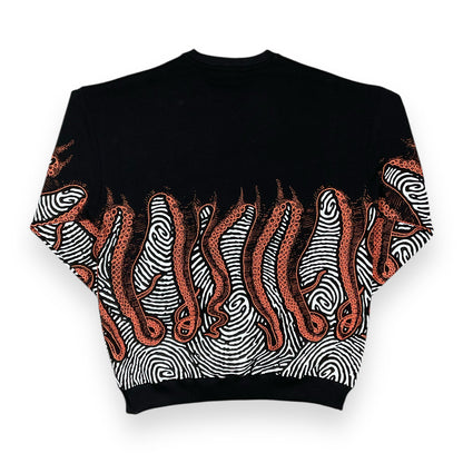 PRINTED CREWNECK LOOSE UNBRUSHED FINGERPRINT BLACK
