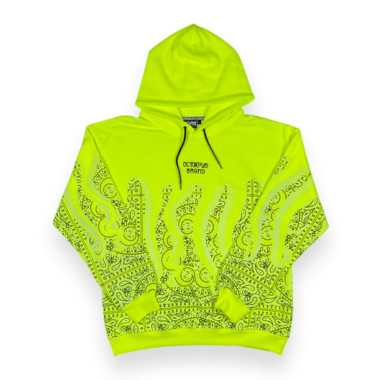 PRINTED HOODIE REGULAR UNBRUSHED BANDANA YELLOWFLUO
