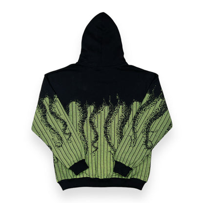 PRINTED HOODIE LOOSE UNBRUSHED MATRIX BLACK