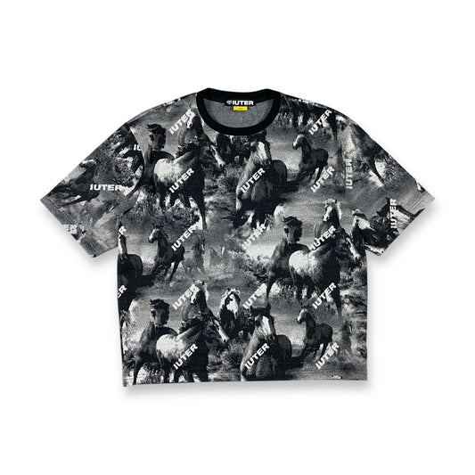 JACQUARD T-SHIRT WILD HORSES BLACK IUTER €15.0