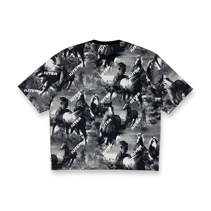 JACQUARD T-SHIRT WILD HORSES BLACK IUTER €15.0